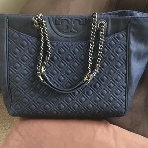 Tory Burch Denim Quilted Tote